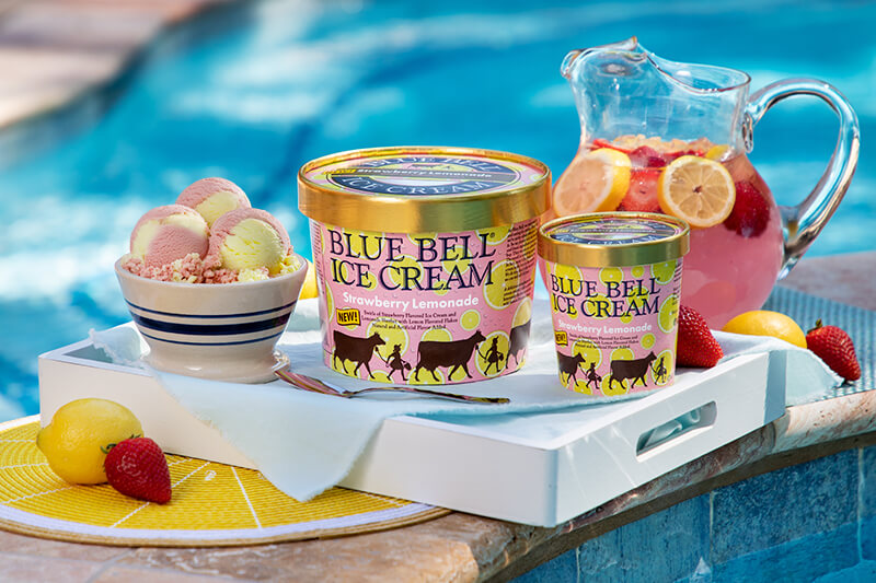 Blue Bell Strawberry Lemonade Ice Cream in half gallon and pint